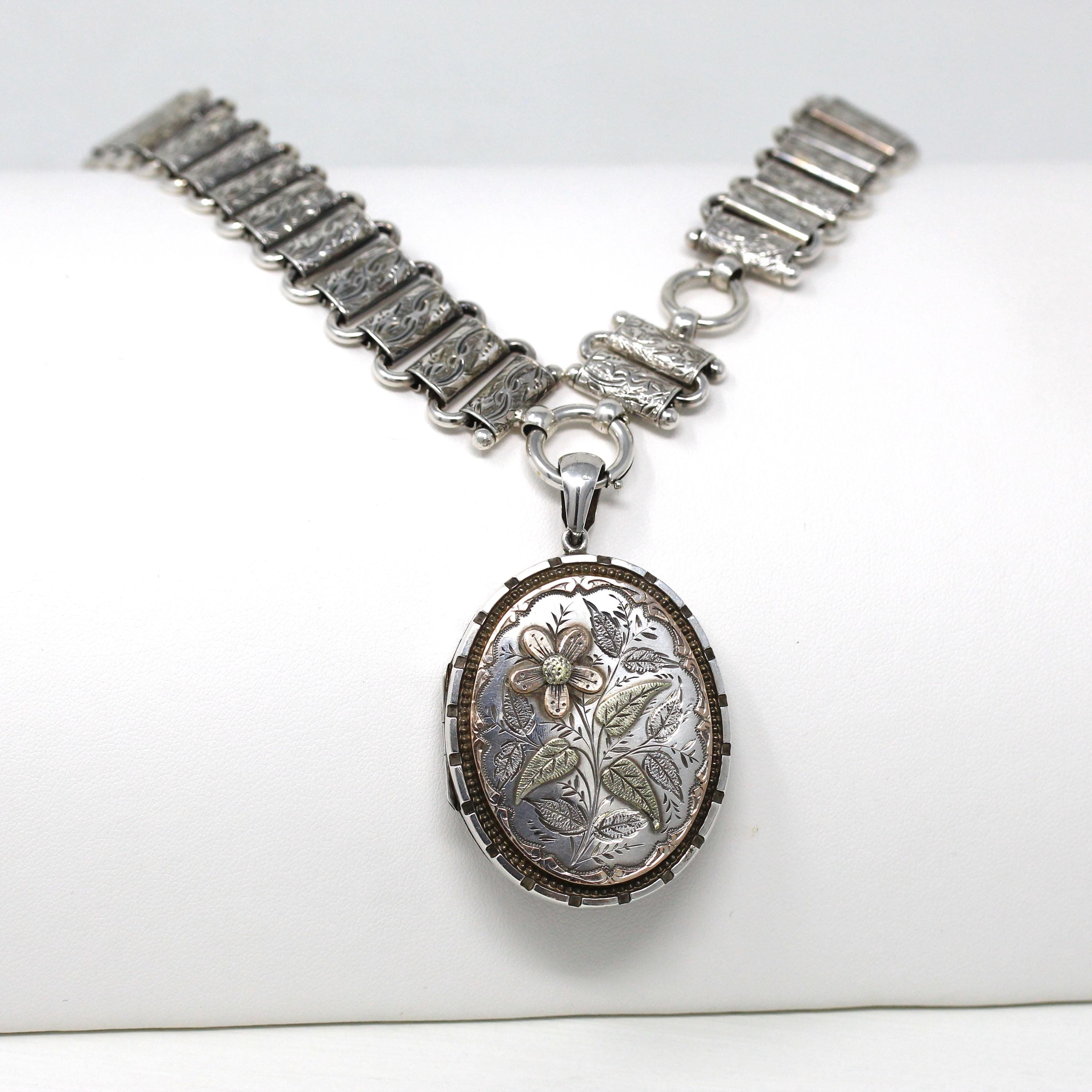 Deals Antique Victorian Sparrow Bird Locket Pendant Necklace