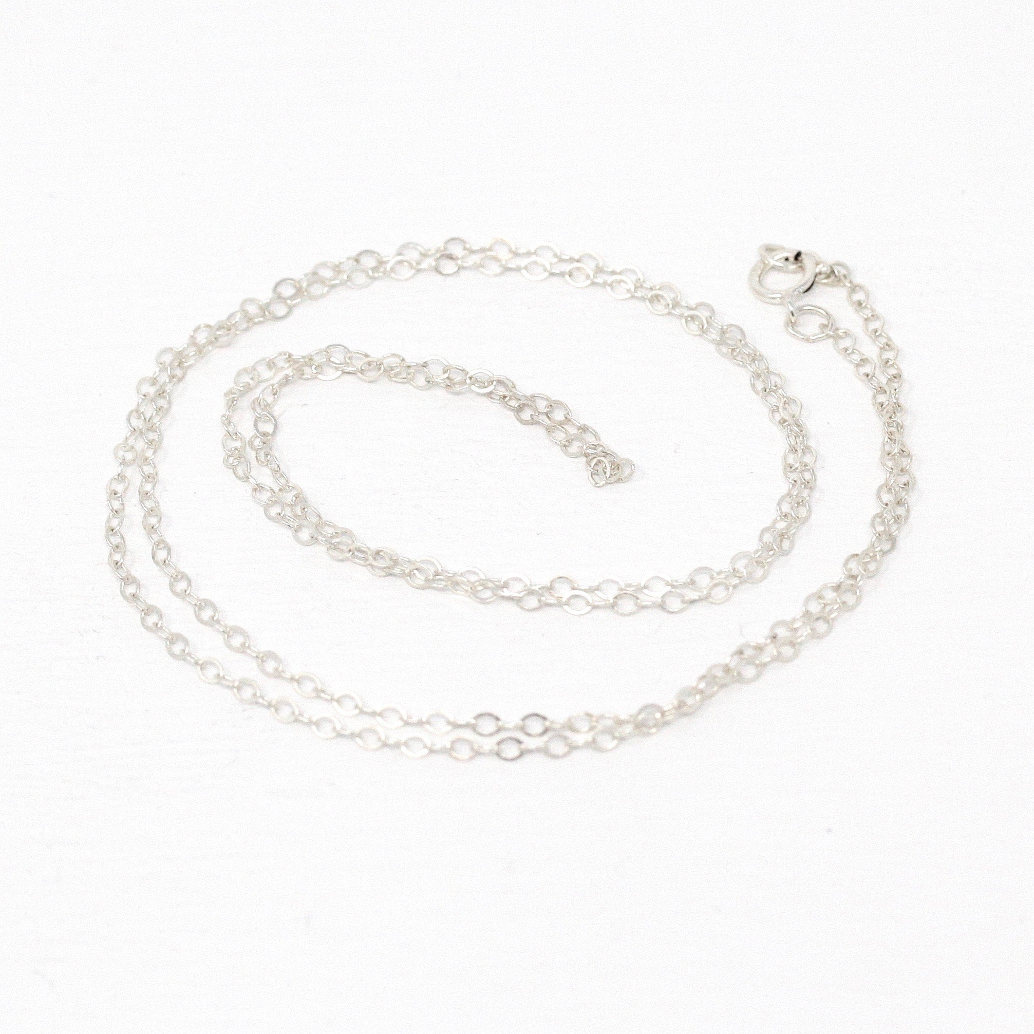 Sterling Silver Chain - 24 Inch Cable Link - 1.9 mm Twenty Four Inch Polished .925 Silver Dainty New Necklace Spring Clasp Finished Supply