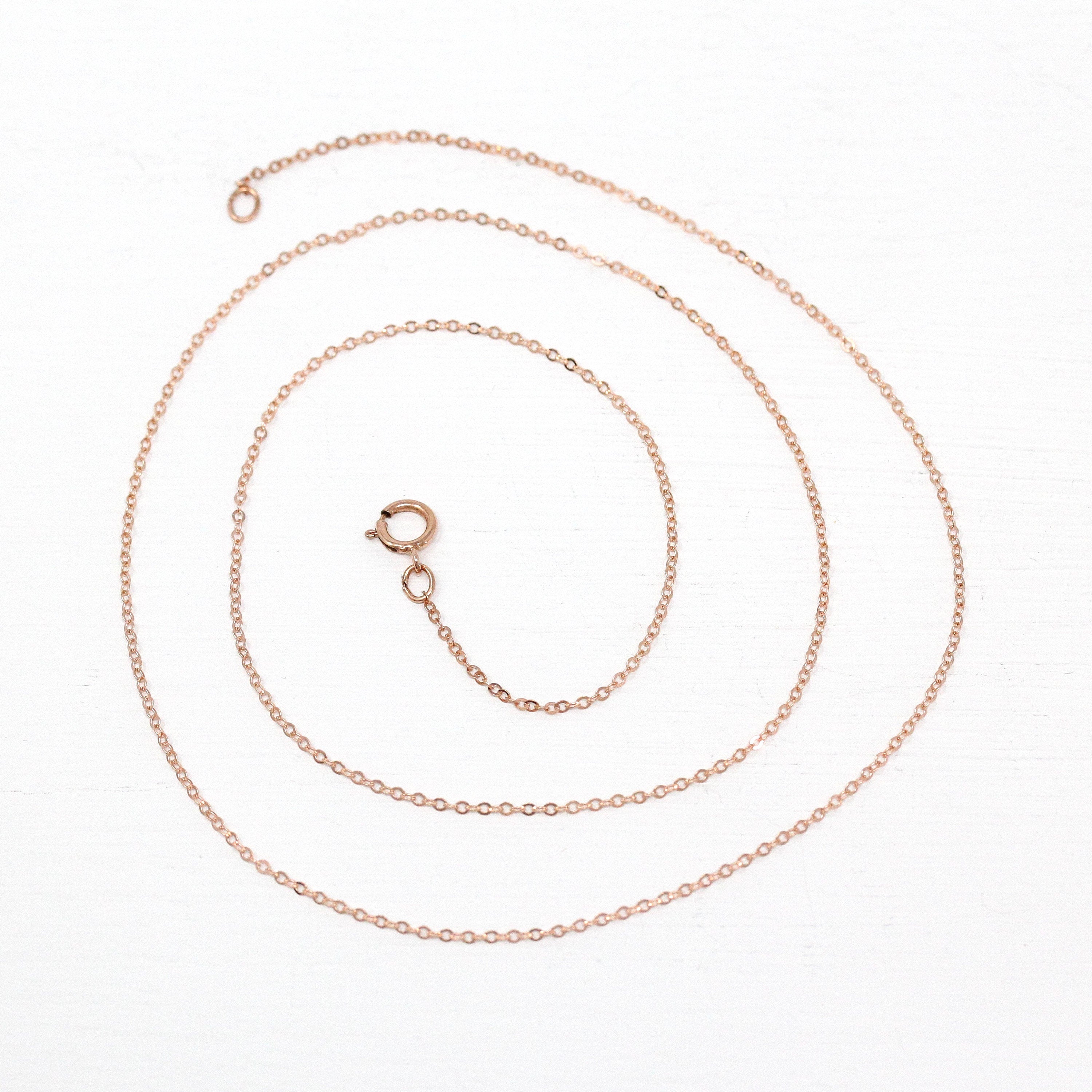 14k Rose Gold Filled Chain - 20 Inch 14/20 GF Necklace - 1.2 mm Flat Dainty Cable Chain Spring Ring Clasp - Pink GF 20" New Jewelry Supply