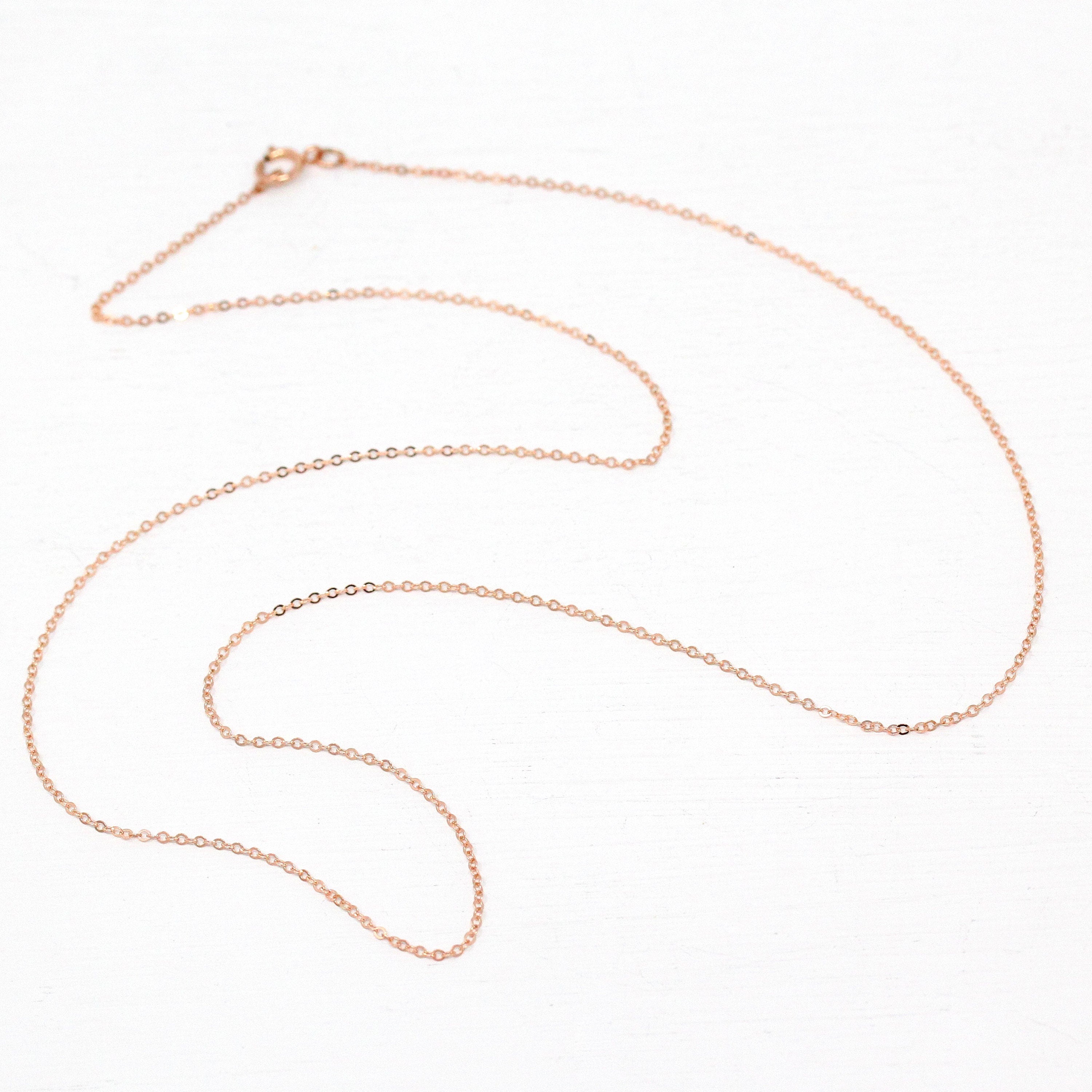 14k Rose Gold Filled Chain - 18 Inch 14/20 GF Necklace - 1.2 mm Flat Dainty Cable Chain Spring Ring Clasp - Pink GF 18" New Jewelry Supply