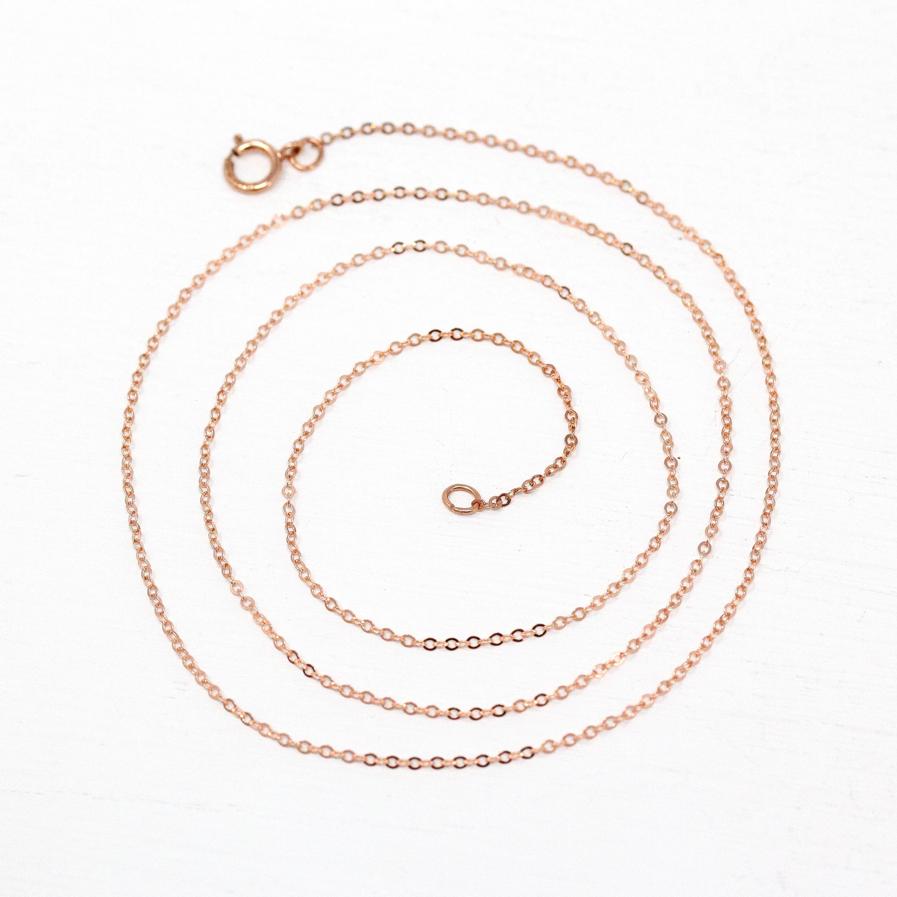 14k Rose Gold Filled Chain - 20 Inch 14/20 GF Necklace - 1.2 mm Flat Dainty Cable Chain Spring Ring Clasp - Pink GF 20" New Jewelry Supply