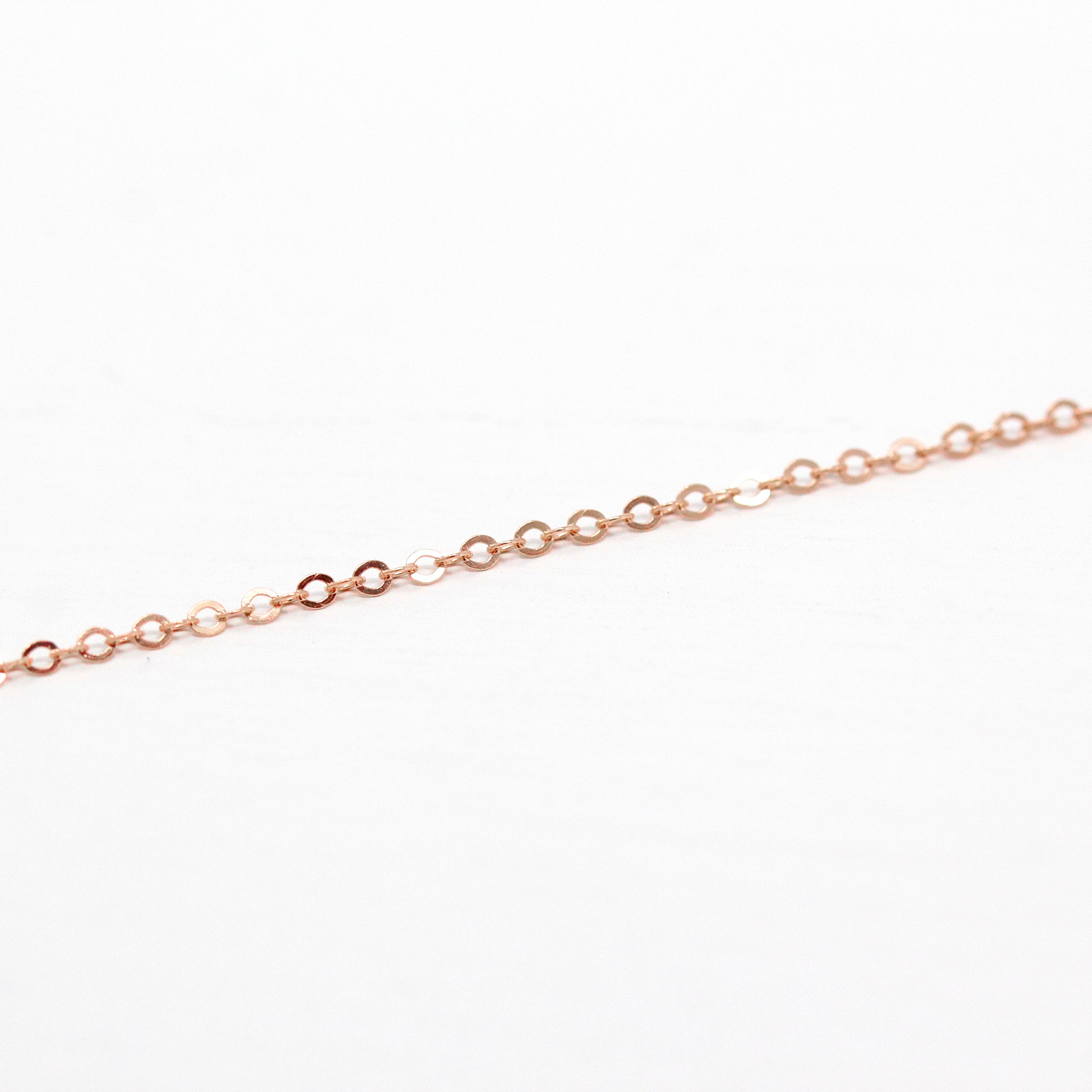 14k Rose Gold Filled Chain - 16 Inch 14/20 GF Necklace - 1.2 mm Flat Dainty Cable Chain Spring Ring Clasp - Pink GF 16" New Jewelry Supply