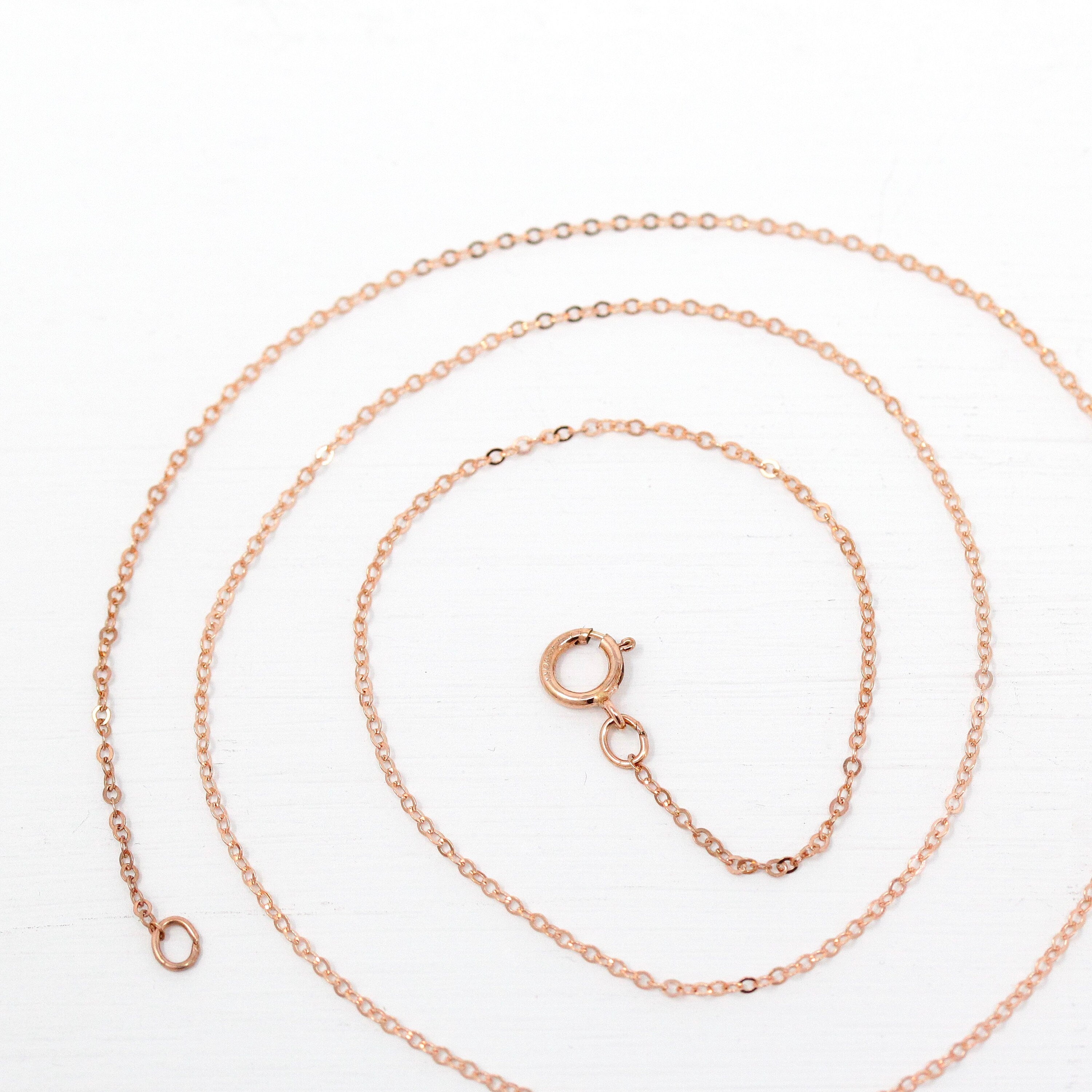 14k Rose Gold Filled Chain - 18 Inch 14/20 GF Necklace - 1.2 mm Flat Dainty Cable Chain Spring Ring Clasp - Pink GF 18" New Jewelry Supply