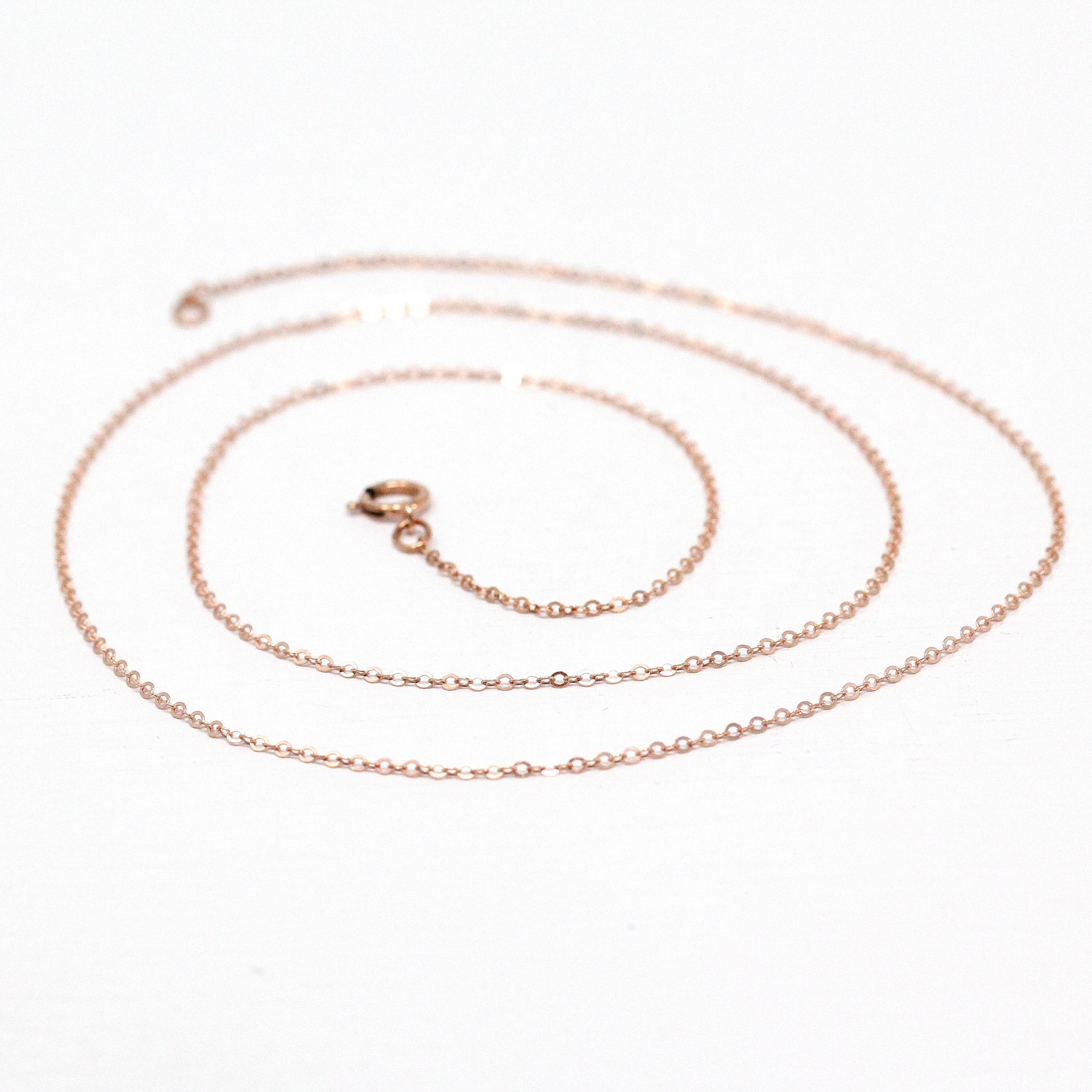 14k Rose Gold Filled Chain - 18 Inch 14/20 GF Necklace - 1.2 mm Flat Dainty Cable Chain Spring Ring Clasp - Pink GF 18" New Jewelry Supply