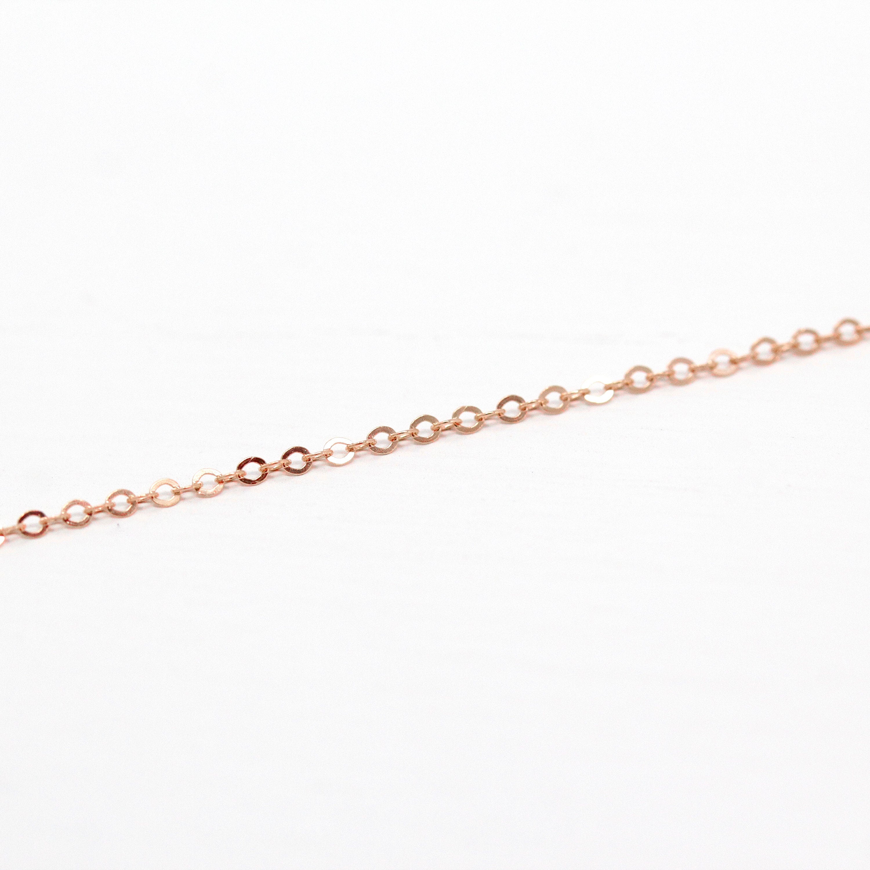 14k Rose Gold Filled Chain - 20 Inch 14/20 GF Necklace - 1.2 mm Flat Dainty Cable Chain Spring Ring Clasp - Pink GF 20" New Jewelry Supply