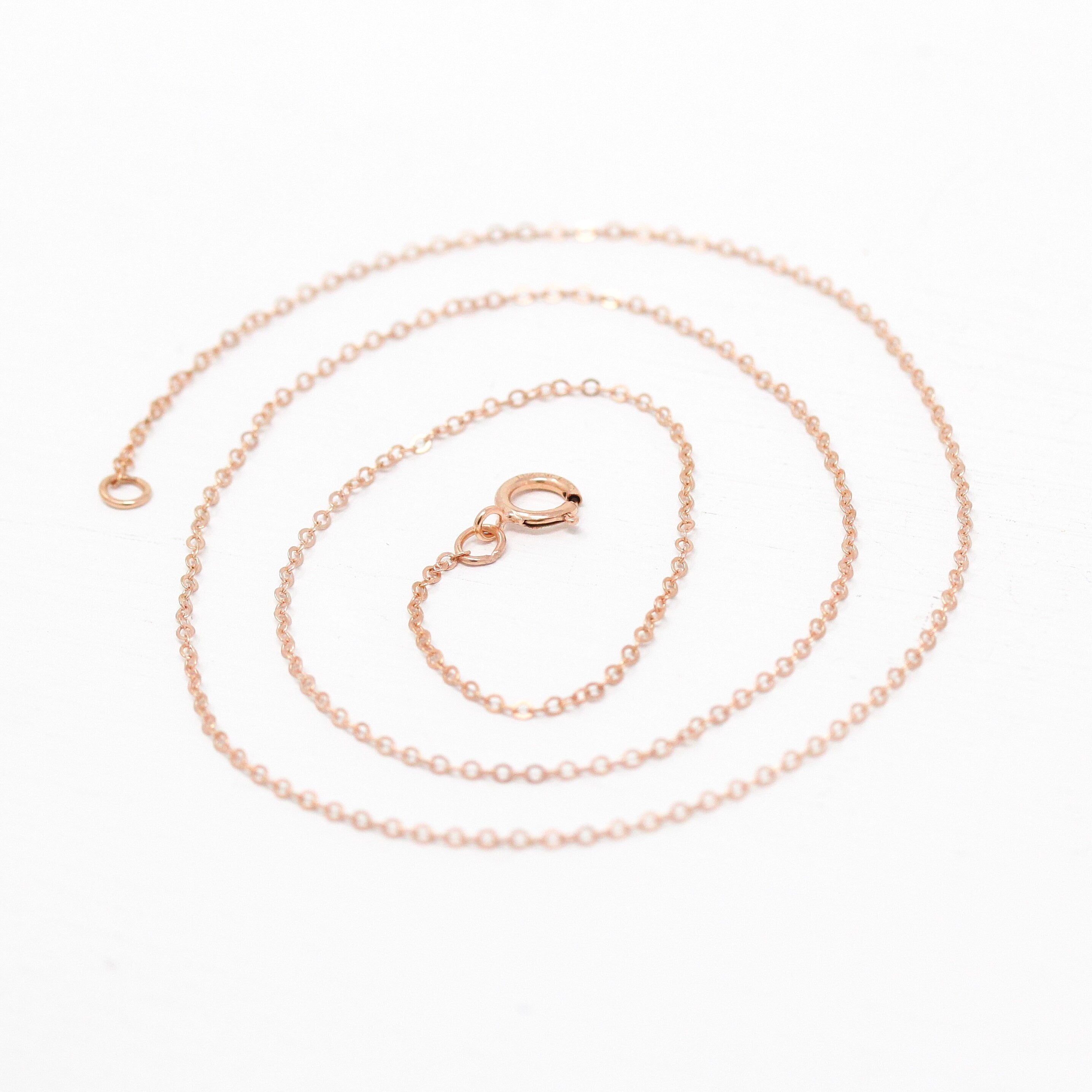 14k Rose Gold Filled Chain - 16 Inch 14/20 GF Necklace - 1.2 mm Flat Dainty Cable Chain Spring Ring Clasp - Pink GF 16" New Jewelry Supply