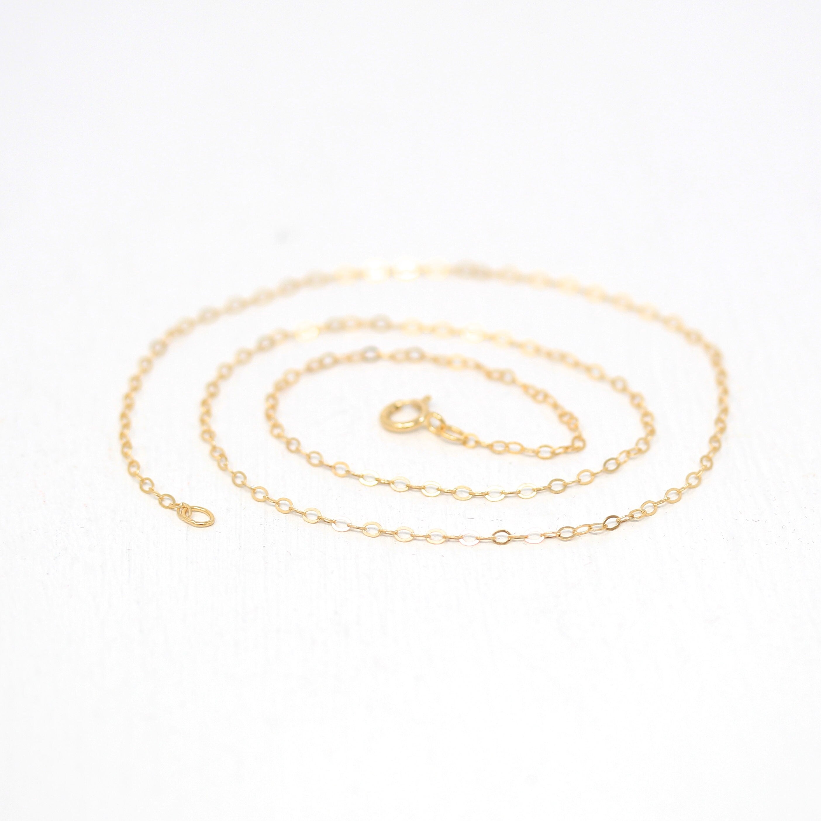 Gold Filled Chain - 14 Inch 14/20 GF Necklace - 1.5 mm Flat Cable Neck Chain with Spring Ring - Bright Finish New Wholesale Jewelry Supply