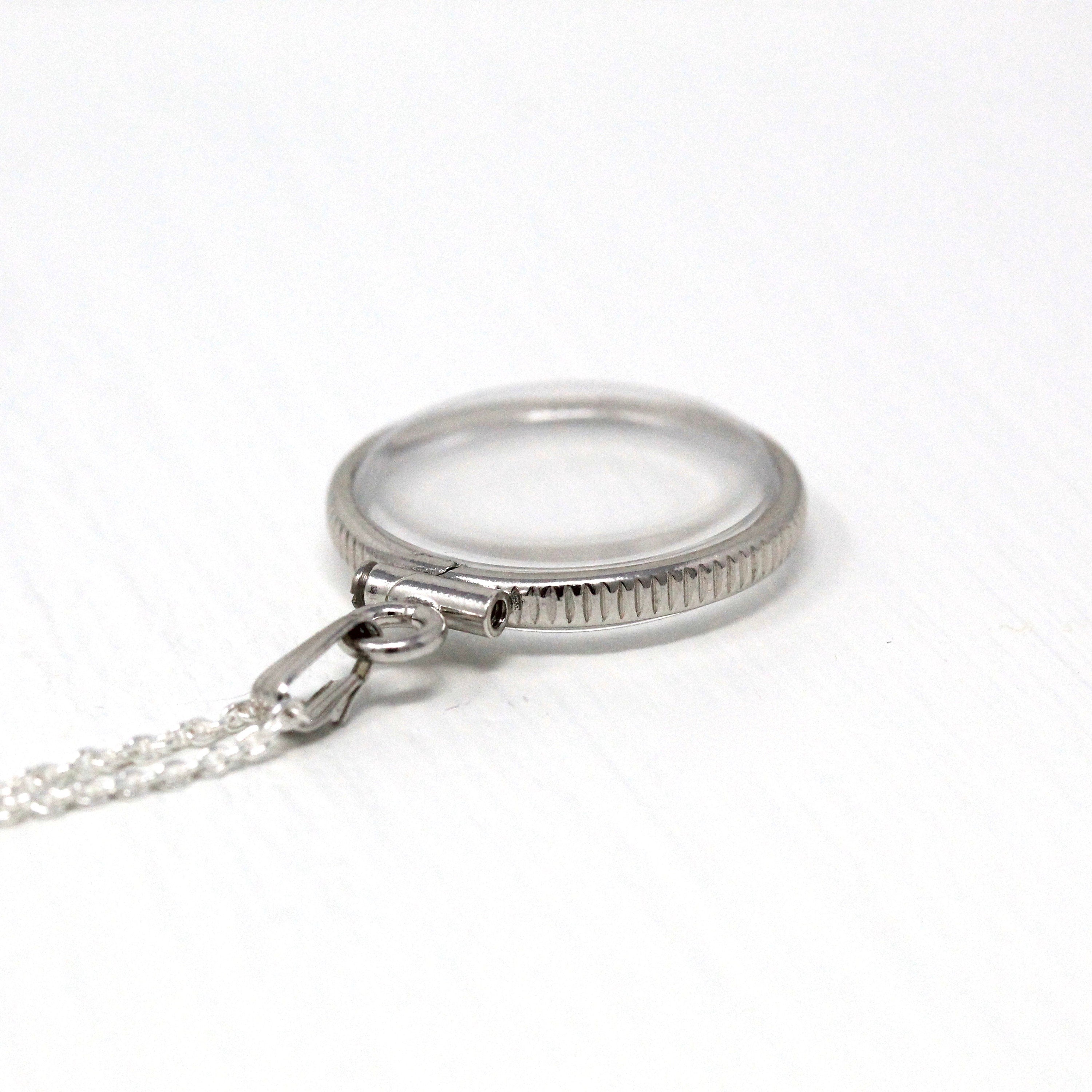 Empty Shaker Locket - Sterling Silver Clear Pendant Locket Charm - Customizable Double Sided Necklace Photos Keepsakes Dime Sized Jewelry