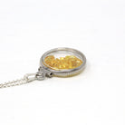 Yellow Sapphire Shaker Locket - Handcrafted Sterling Silver Lucite Genuine 2.5 CTW Gemstones Pendant - Fancy Baguette Cut Necklace Jewelry