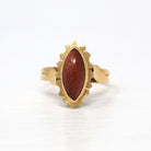 Sale - Vintage Goldstone Ring - Retro 14k Yellow Gold Marquise Cabochon Flower Statement - Circa 1940s Size 7 3/4 Floral 40s Fine Jewelry