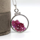 Ruby Shaker Locket - Handcrafted Sterling Silver Brand New Pendant Necklace - Genuine 2.5 CTW Reddish Pink Gemstones July Birthstone Jewelry