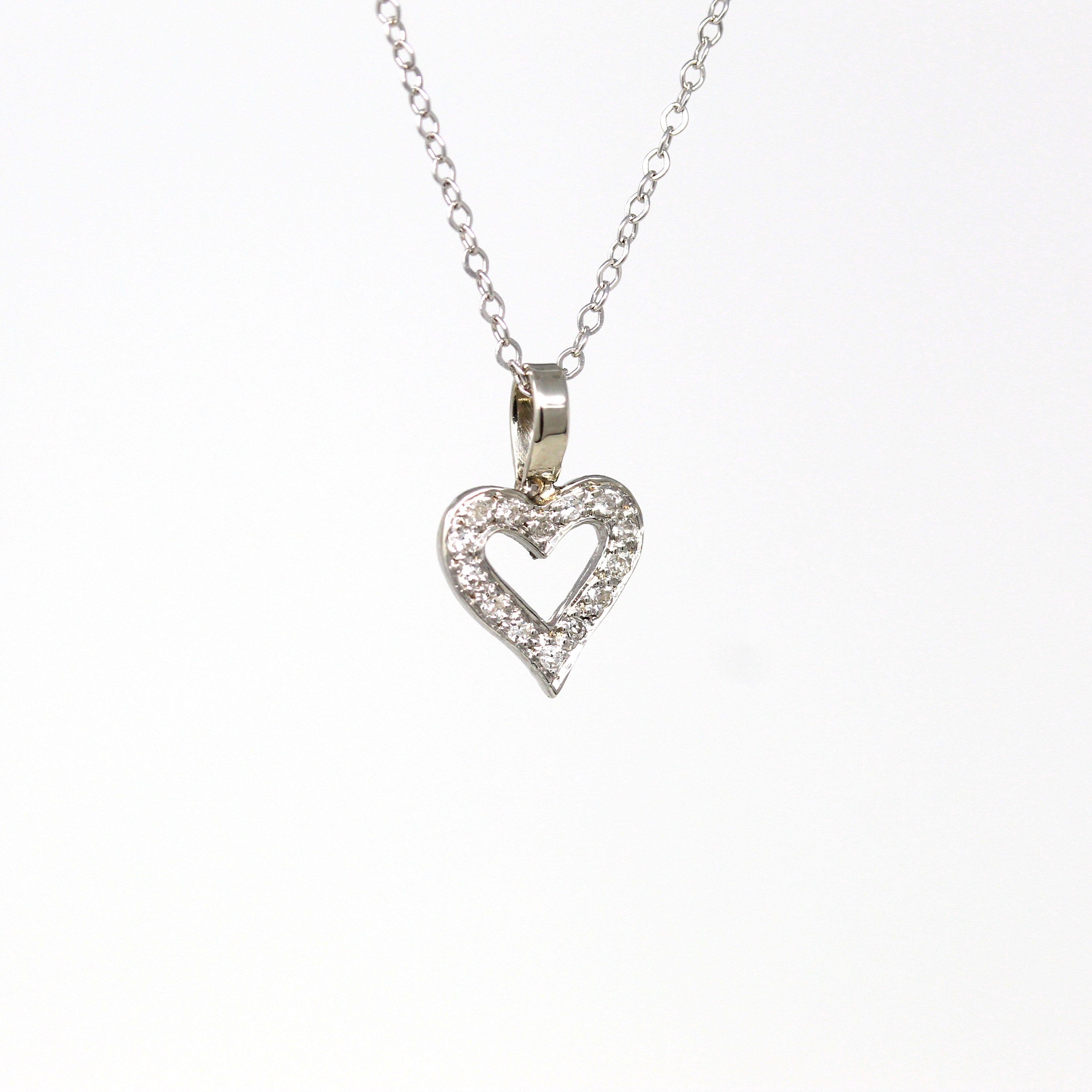 Genuine White Diamond Heart popular Necklace