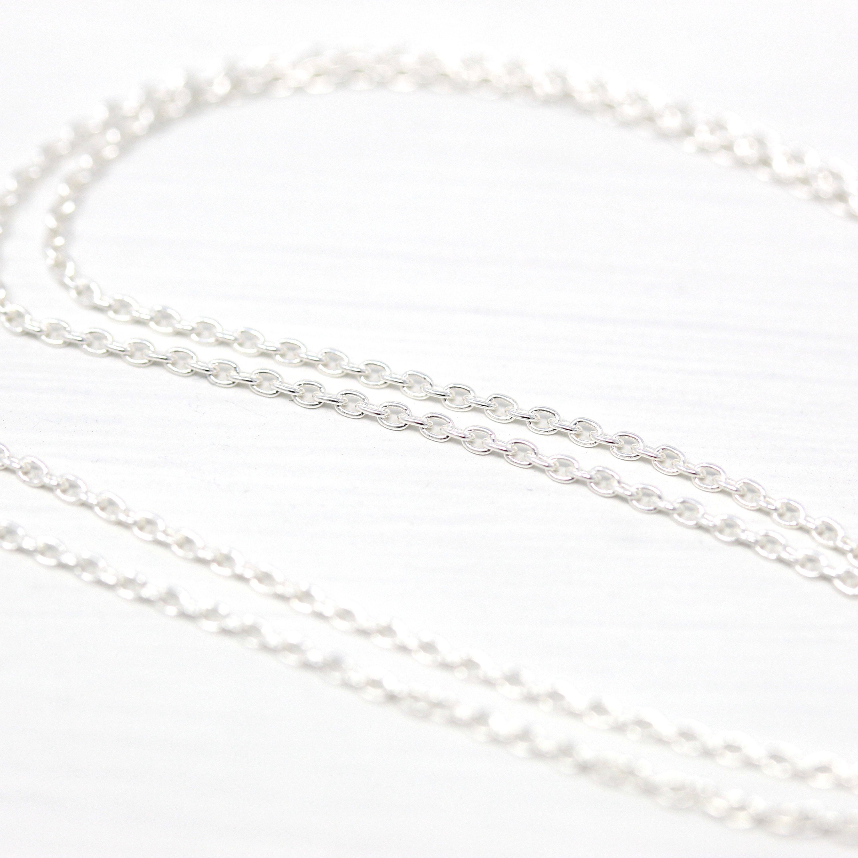 Sterling Silver Chain - 18 Inch Cable Link - 1 mm Eighteen Inch Polished .925 Silver New Necklace Spring Clasp Finished Jewelry Supply