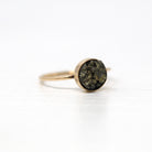 Sale - Antique Pyrite Ring - Edwardian 10k Yellow Gold Stick Pin Conversion - Antique Circa 1910s Era Size 3 1/2 Genuine Metallic Jewelry