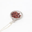 Garnet Shaker Locket - Handcrafted Sterling Silver Genuine Gems Clear Pendant - New 2.5 CTW Red Round Gemstones January Birthstone Jewelry