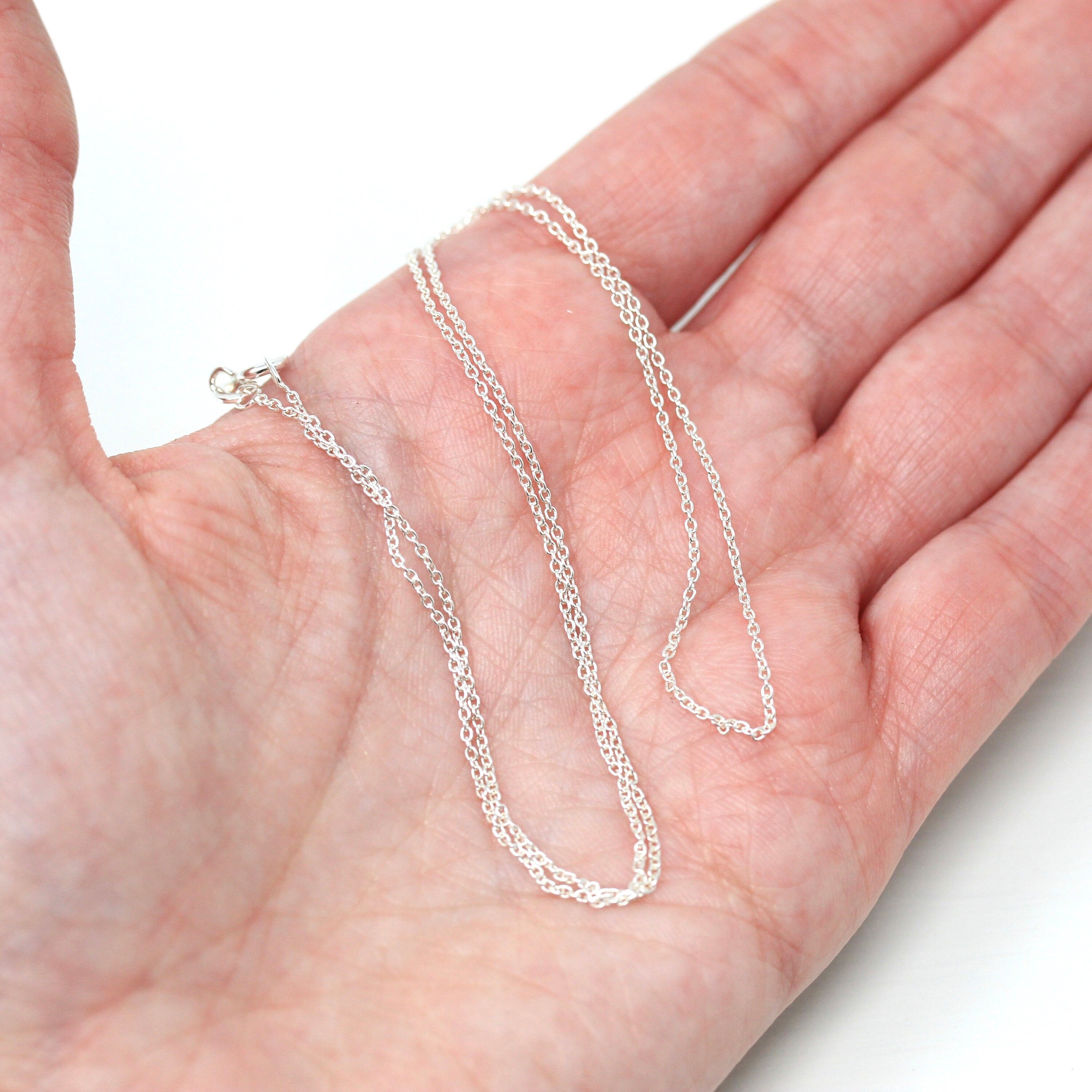 Sterling Silver Chain 18 inch Cable Link 1 mm Eighteen inch Polished .925 Silver New Necklace Spring Clasp Finished Jewelry Supply