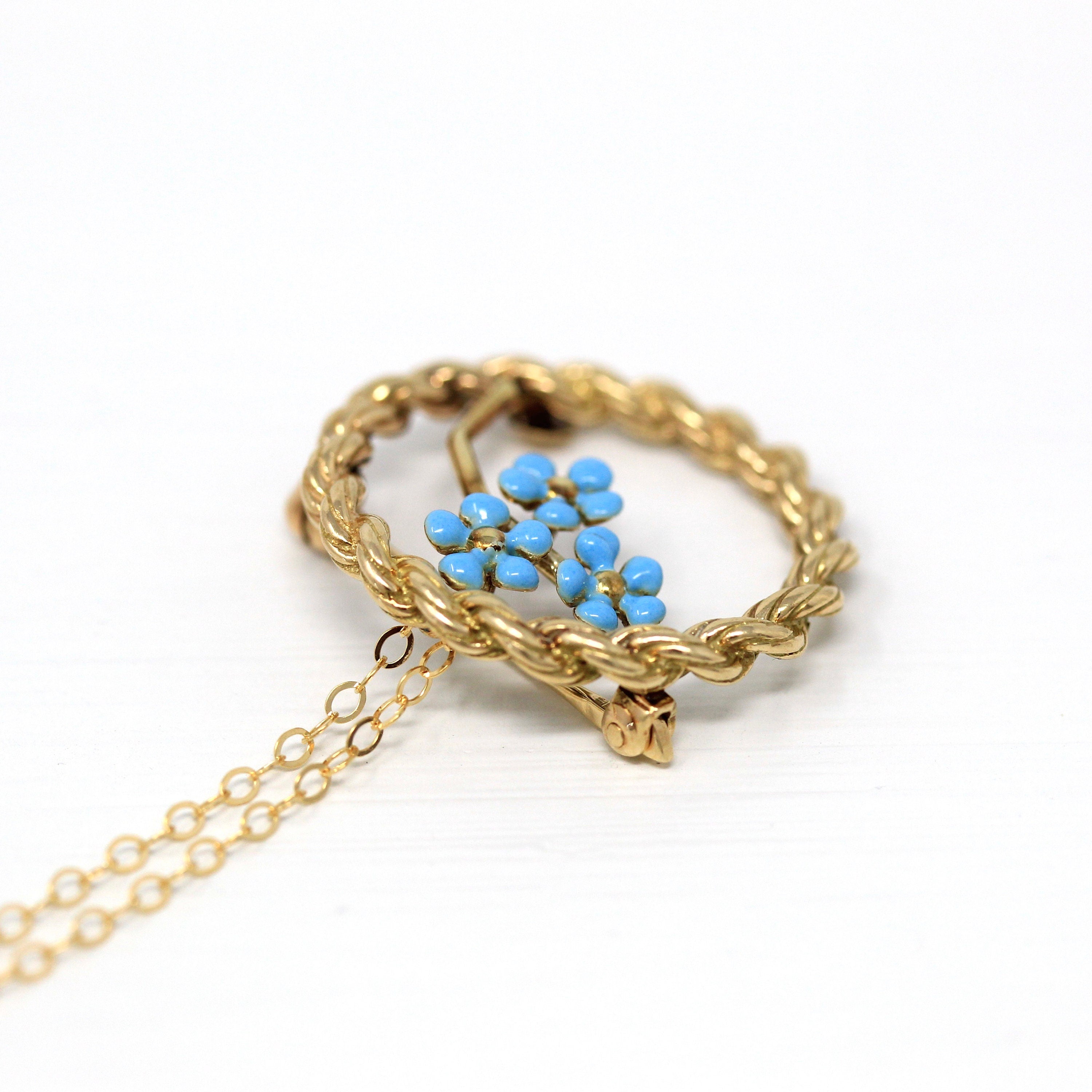 Vintage 14k yellow gold floral bead buy slider pendant