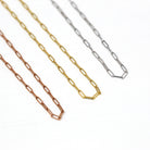 14k Yellow Gold Paperclip Chain - Art Deco Style 18 Inch High Polished Dainty Link Fine Jewelry - 1.5 mm Lobster Claw Clasp Necklace Supply