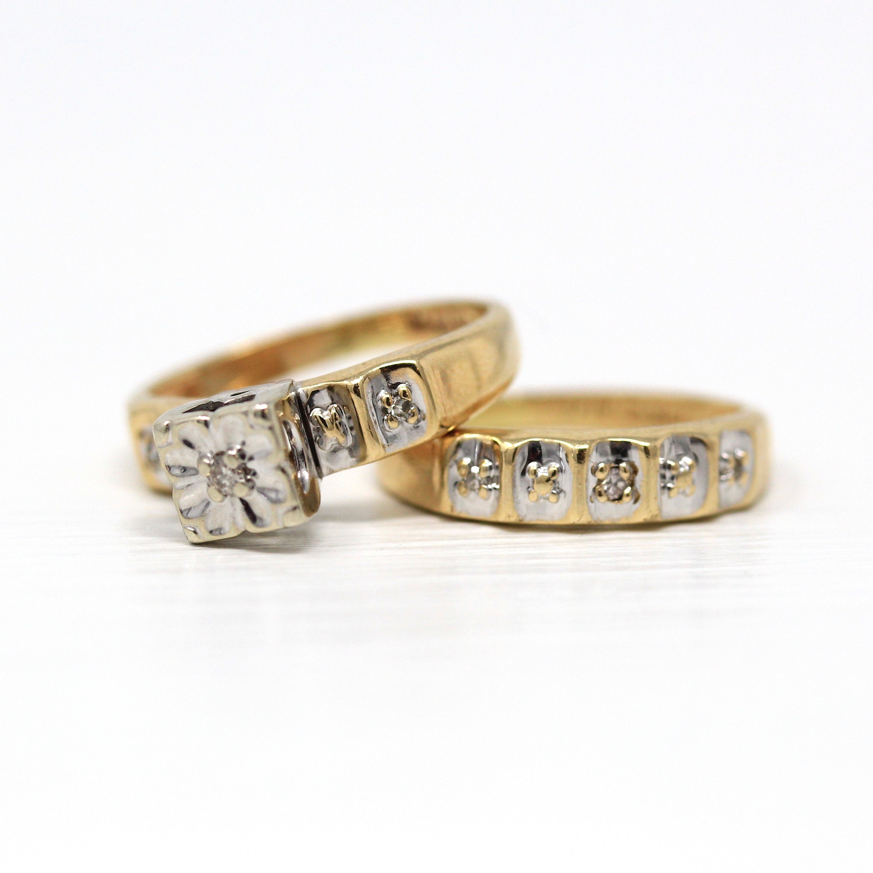 10K Yellow and White Gold Genuine Diamond online Ring