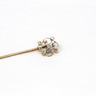 Sale - Antique Stick Pin - Edwardian 10k Yellow Gold Genuine .03 CT Round Cut Diamond Gem - Circa 1910s Era Fashion Accessory Fine Jewelry