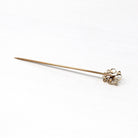 Sale - Antique Stick Pin - Edwardian 10k Yellow Gold Genuine .03 CT Round Cut Diamond Gem - Circa 1910s Era Fashion Accessory Fine Jewelry