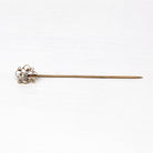 Sale - Antique Stick Pin - Edwardian 10k Yellow Gold Genuine .03 CT Round Cut Diamond Gem - Circa 1910s Era Fashion Accessory Fine Jewelry