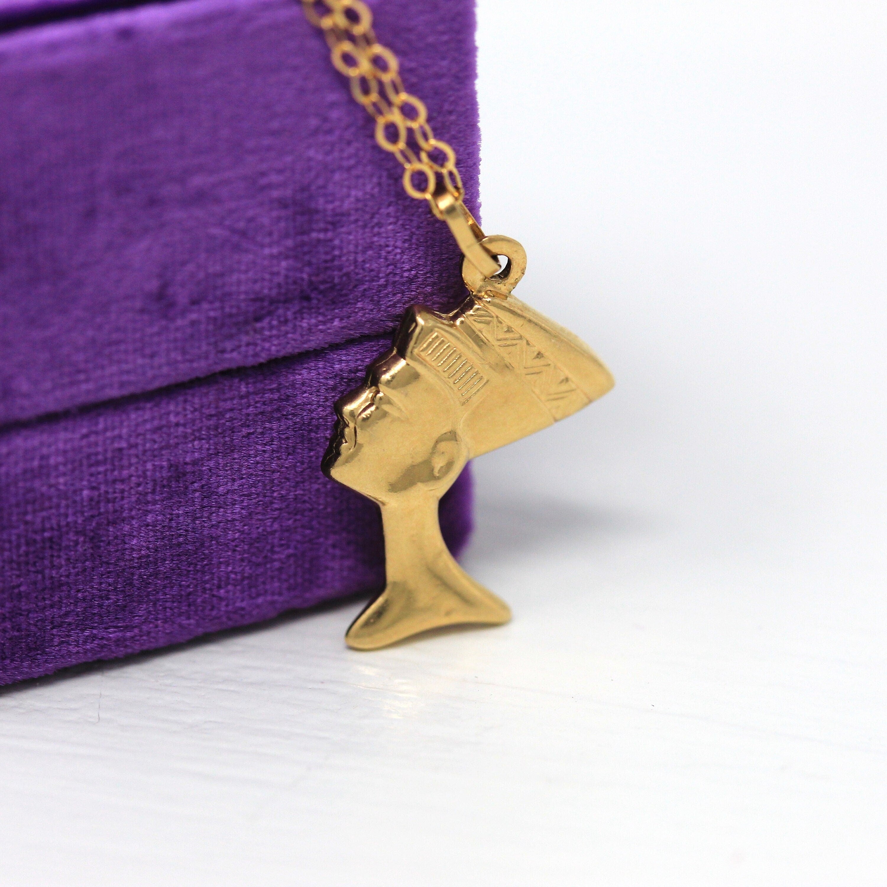 Nefertiti 14k real Gold Pendant perfect gift feminist on sale Egyptian queen necklace