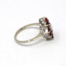 Sale - Modern Navette Ring - Estate 14k White Gold Marquise Cluster Glass Filled Ruby - Modern 2000's Size 5.25 Diamond .2 CT Fine Jewelry