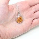 Citrine Shaker Locket - Handcrafted Sterling Silver Pendant Necklace Charm - Round Cabochon Genuine 1.5 CTW Gems November Birthstone Jewelry