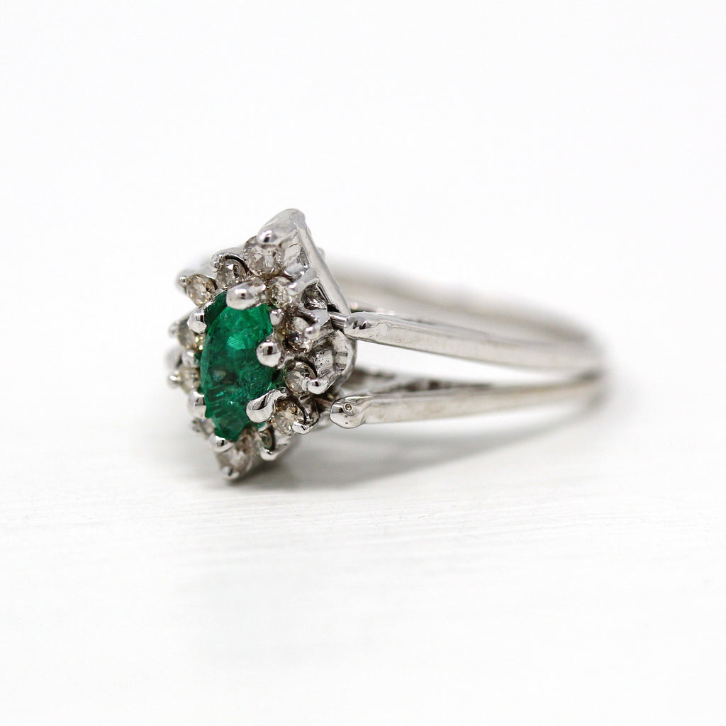 Sale - Modern Reversible Ring - Estate 14k White Gold Created Emerald – MJV
