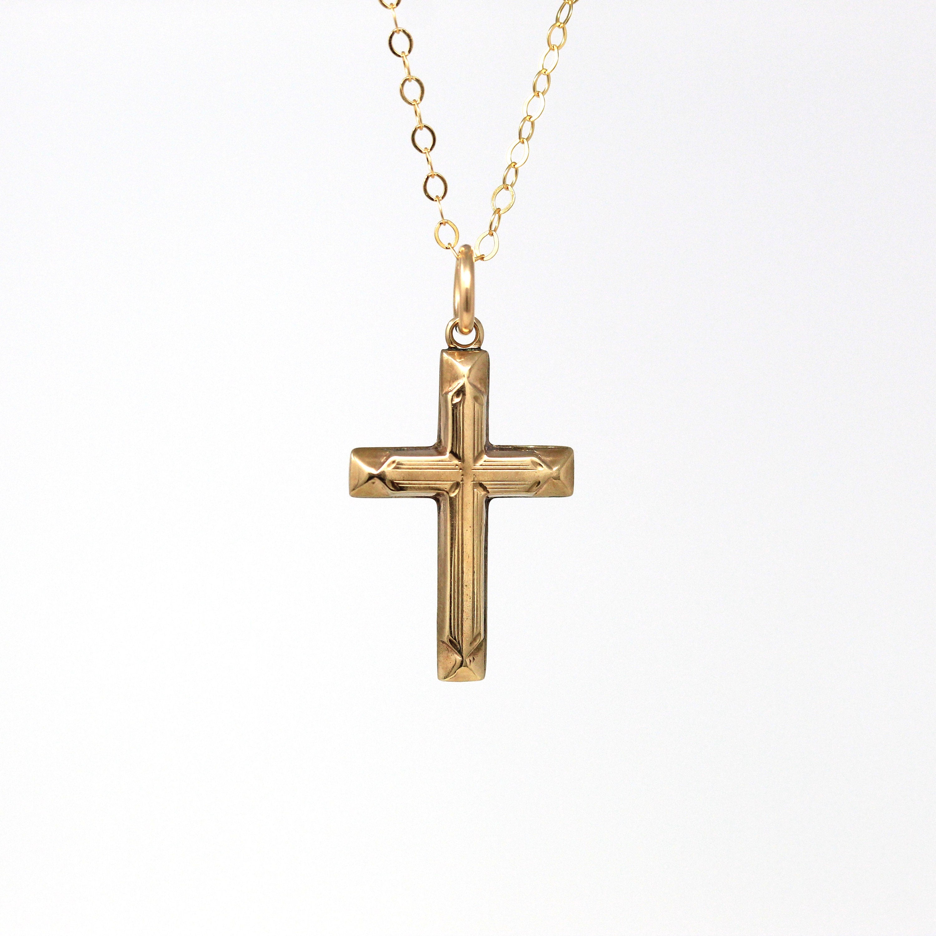 On sale Vintage 10K Yellow Gold Unisex Cross Pendant