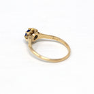 Sale - Created Spinel Ring - Retro 14k Yellow Gold Round Faceted .19 CT Blue Stone - Vintage Circa 1960s Era Size 5 3/4 Solitaire Jewelry