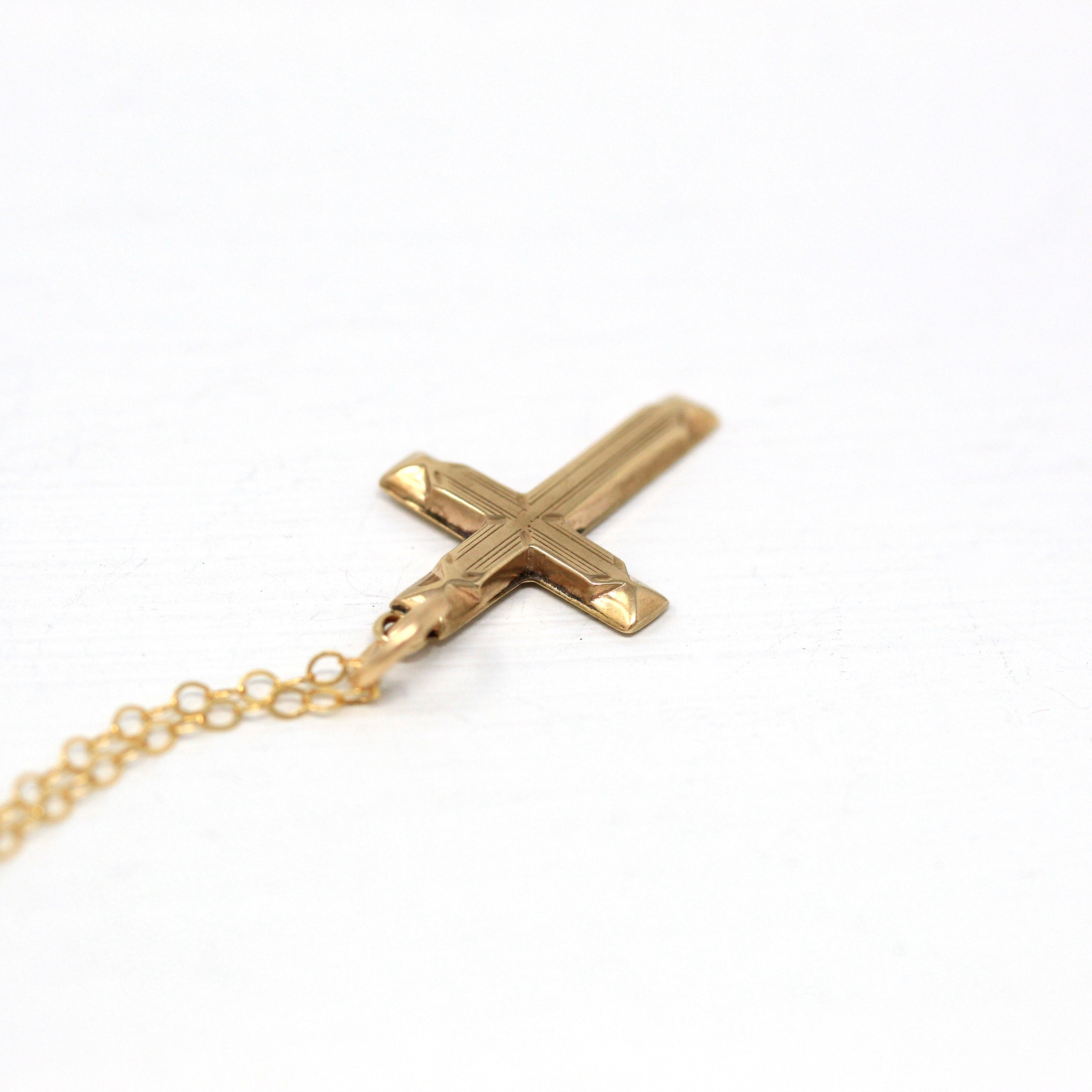 On sale Vintage 10K Yellow Gold Unisex Cross Pendant