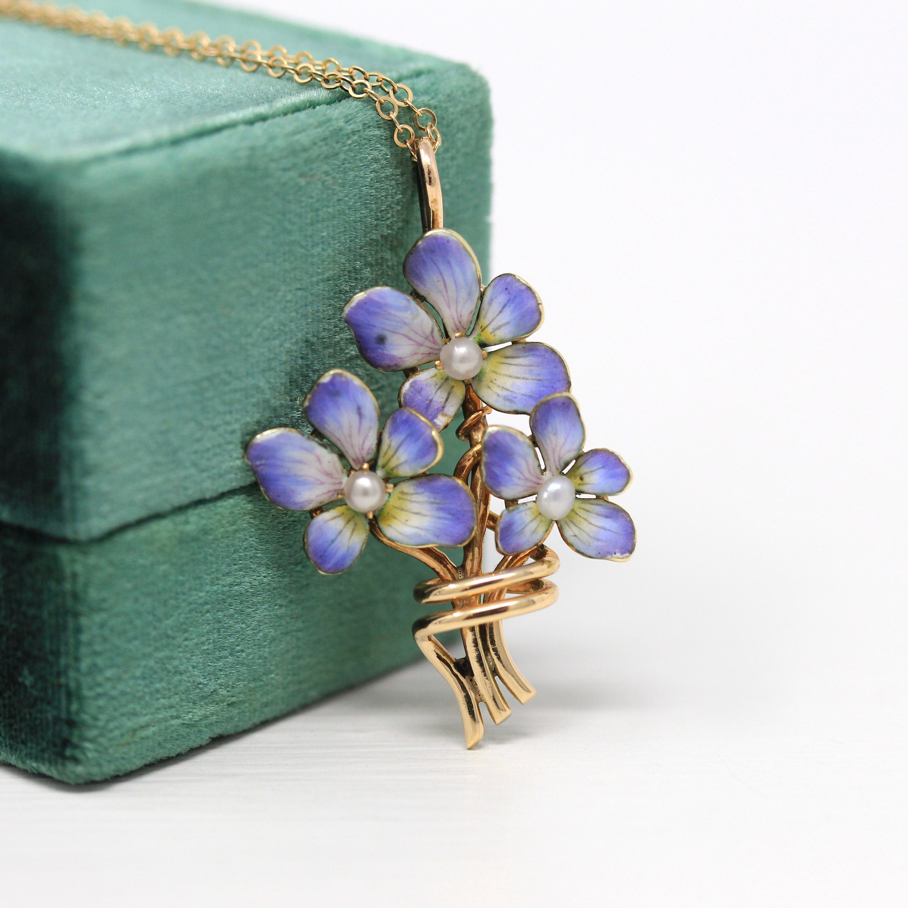 Enamel pansy jewelry store