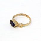 Sale - Modern Iolite Ring - Estate 9k Yellow Gold Genuine .98 CT Purple Violet Gem Edinburgh Hallmarks - Circa 1990s Size 7 Bow Fine Jewelry