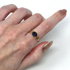 Sale - Modern Iolite Ring - Estate 9k Yellow Gold Genuine .98 CT Purple Violet Gem Edinburgh Hallmarks - Circa 1990s Size 7 Bow Fine Jewelry