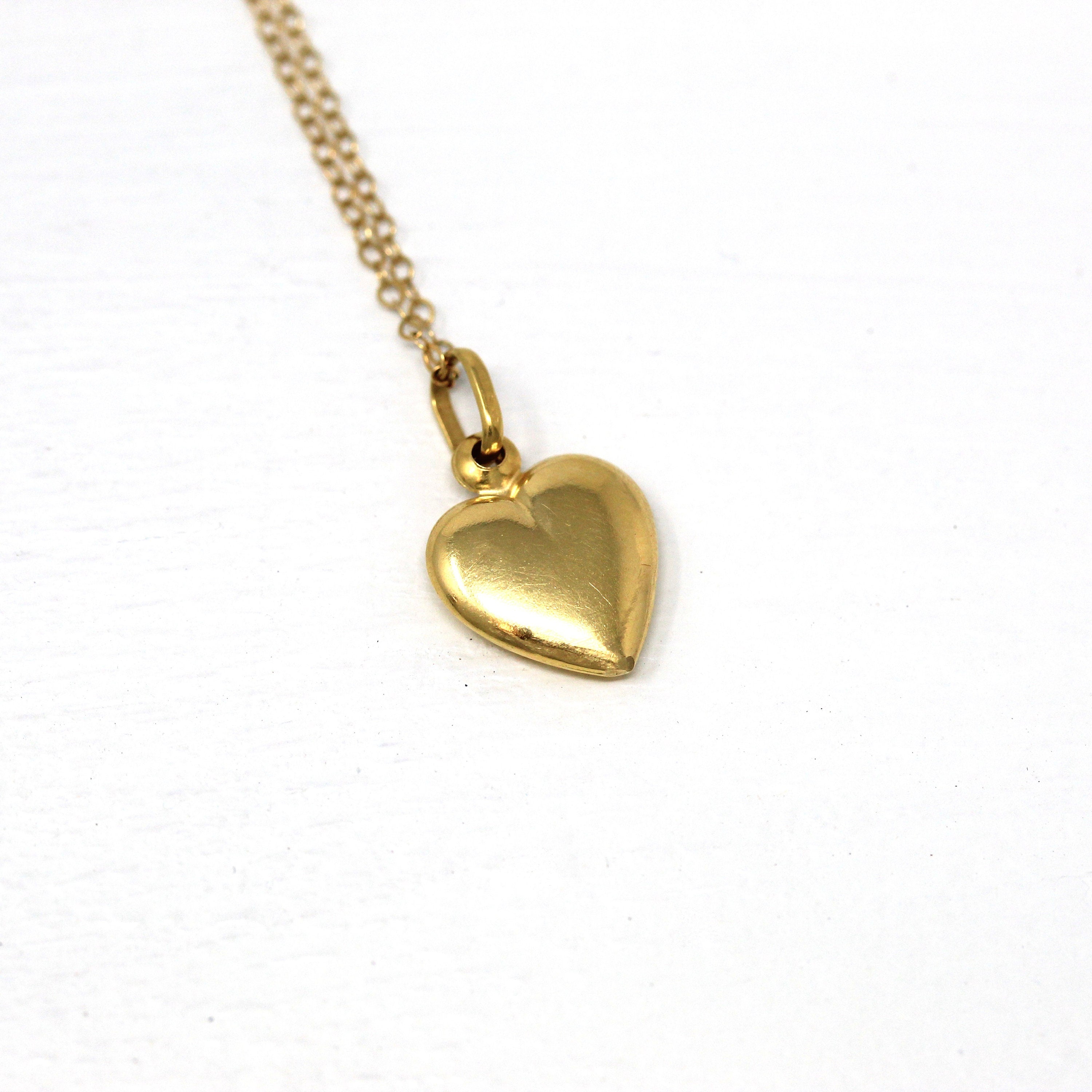 Vintage Italian Puffy Heart 18k Gold Charm