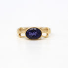 Sale - Modern Iolite Ring - Estate 9k Yellow Gold Genuine .98 CT Purple Violet Gem Edinburgh Hallmarks - Circa 1990s Size 7 Bow Fine Jewelry