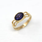 Sale - Modern Iolite Ring - Estate 9k Yellow Gold Genuine .98 CT Purple Violet Gem Edinburgh Hallmarks - Circa 1990s Size 7 Bow Fine Jewelry