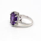 Sale - Genuine Amethyst Ring - Modern 10k White Gold Fancy Cut Purple Gem - Estate Circa 2000s Size 6 Diamond February Birthstone Jewelry