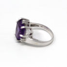 Sale - Genuine Amethyst Ring - Modern 10k White Gold Fancy Cut Purple Gem - Estate Circa 2000s Size 6 Diamond February Birthstone Jewelry