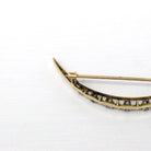 Sale - Crescent Moon Brooch - Edwardian 10k Yellow Gold Genuine Sapphires Seed Pearls Pin - Antique Circa 1910s Celestial Accessory Jewelry