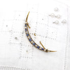 Sale - Crescent Moon Brooch - Edwardian 10k Yellow Gold Genuine Sapphires Seed Pearls Pin - Antique Circa 1910s Celestial Accessory Jewelry