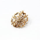 Sale - Antique Starburst Brooch - Edwardian 10k Yellow Gold Genuine .09 CT Old European Diamond Pin - Circa 1910s Era Seed Pearls Jewelry