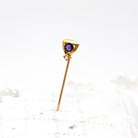 Sale - Antique Stick Pin - Art Nouveau 14k Yellow Gold Genuine Amethyst Gem Seed Pearl - Edwardian Circa 1910s Era Purple Accessory Jewelry