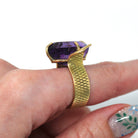 Sale - Genuine Amethyst Ring - Retro 14k Yellow Gold Purple Faceted 15.90 CT Gem - Vintage Circa 1970s Size 5 1/2 Maximalist Fine Jewelry