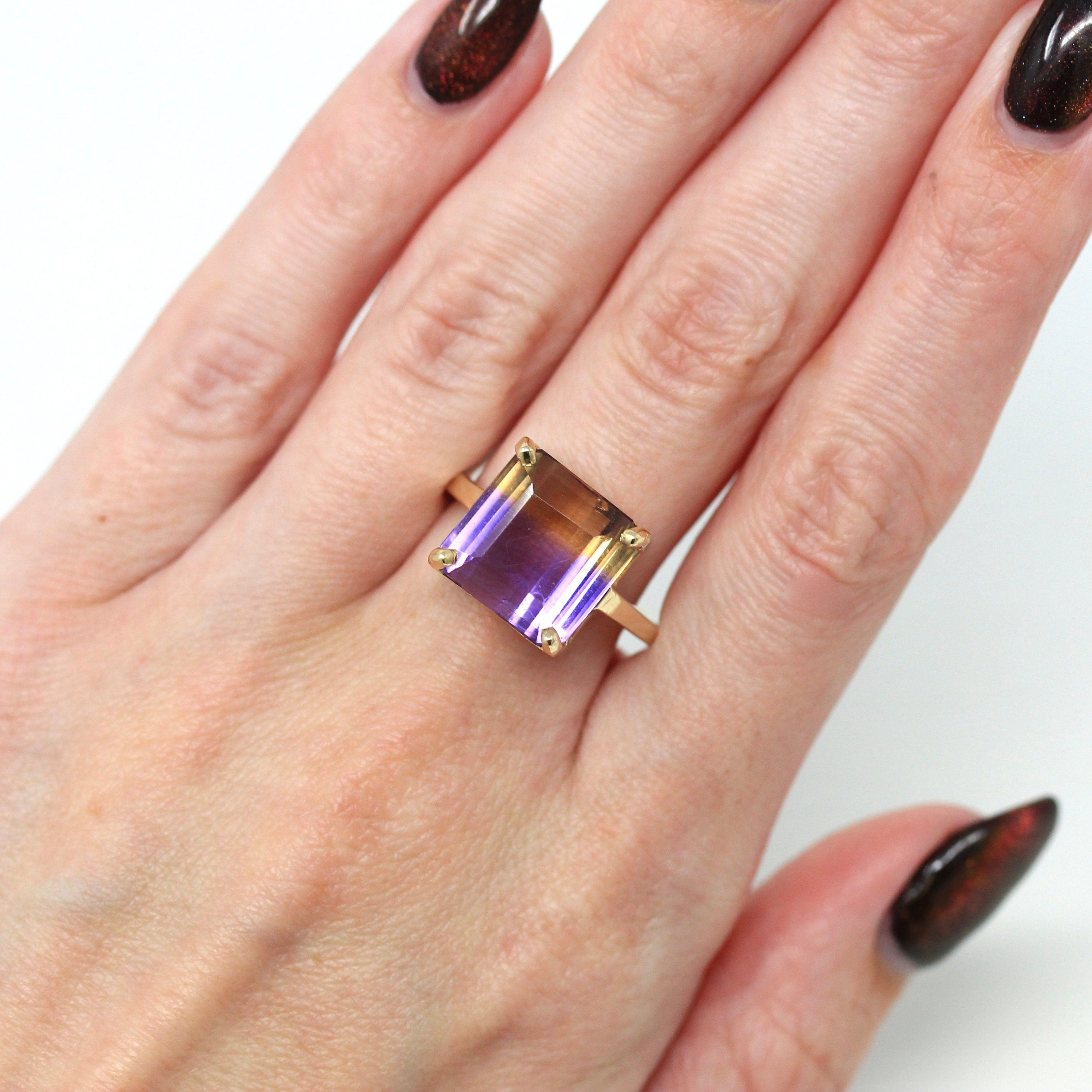 *STUNNING * bi-color Ametrine vintage statement ring 6.76 online - 7