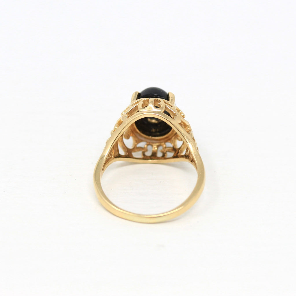 Sale - Genuine Opal Ring - Modern Estate 14k Yellow Gold Oval 3.73 CT Cabochon Gemstone - Circa 2000s Era Size 8.25 Fine October Y2K Jewelry