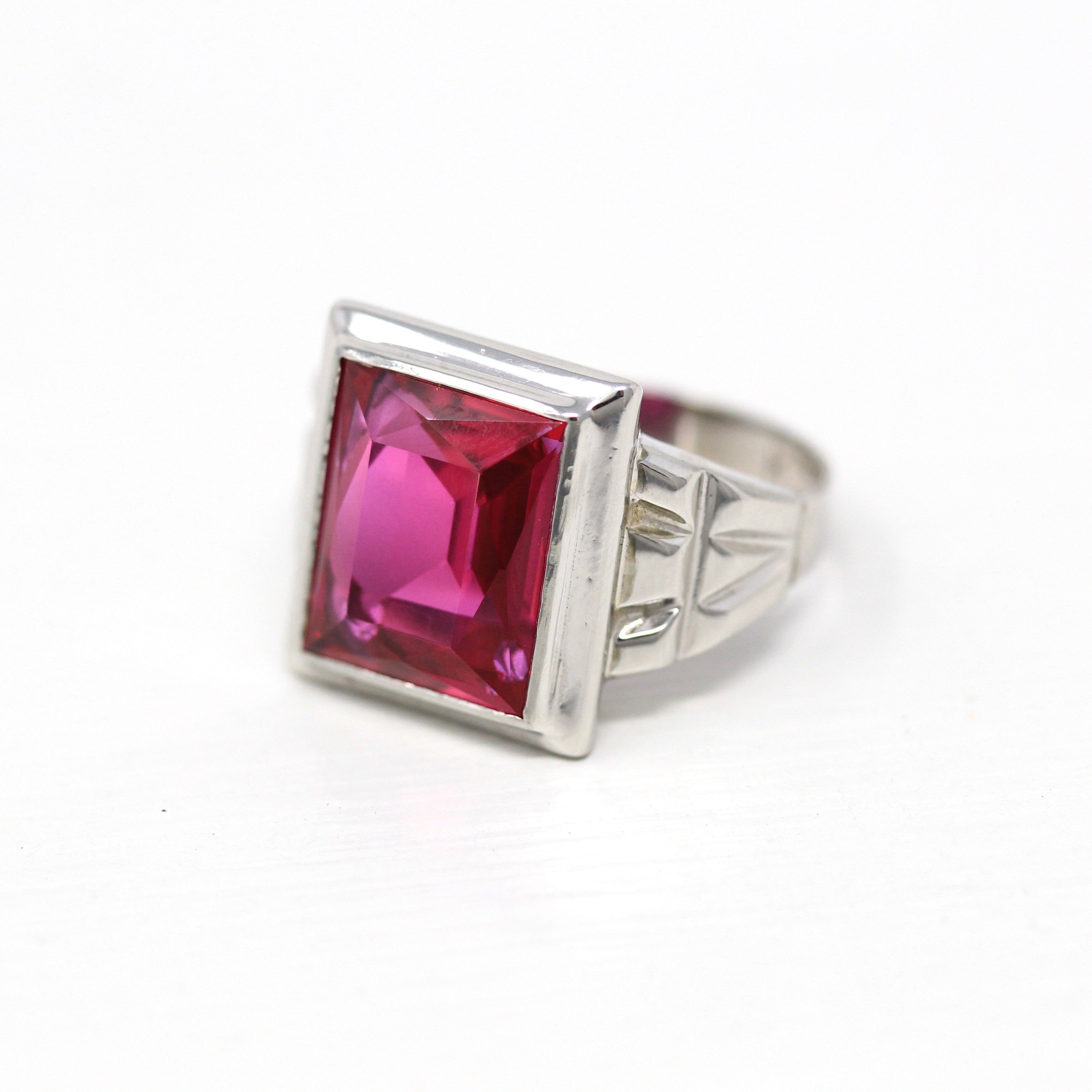 10 karat Antique shops simulated ruby white gold ring