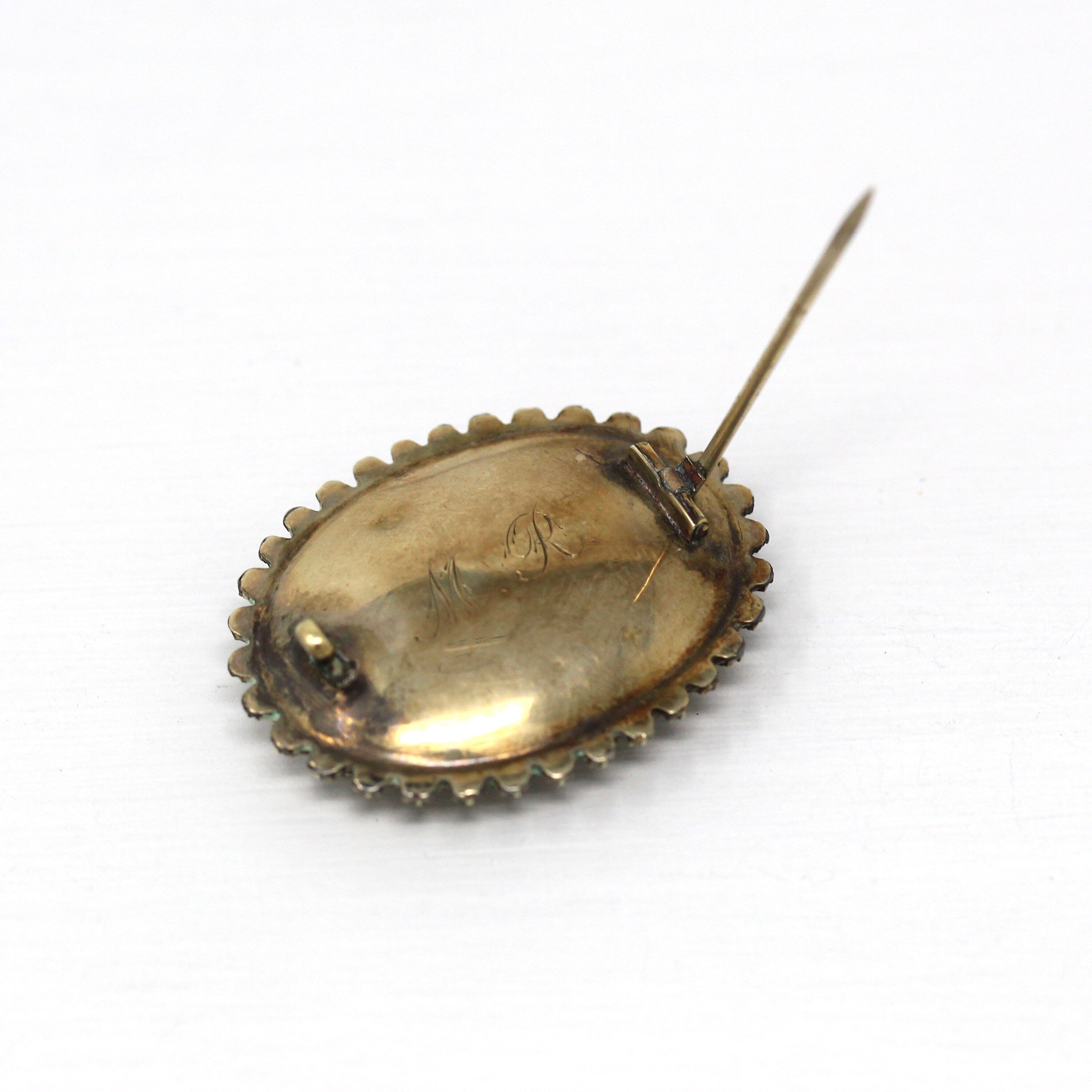 Sale - Antique Hair Brooch - Victorian 10k Yellow Gold Blonde Brown Woven Human Hair Lock Pin - Circa 1890s Seed Pearl & Black Glass Jewelry